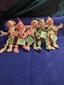 Annalee '87 Mobilitee Dolls Set Of 5- 1957 Pixie Elves