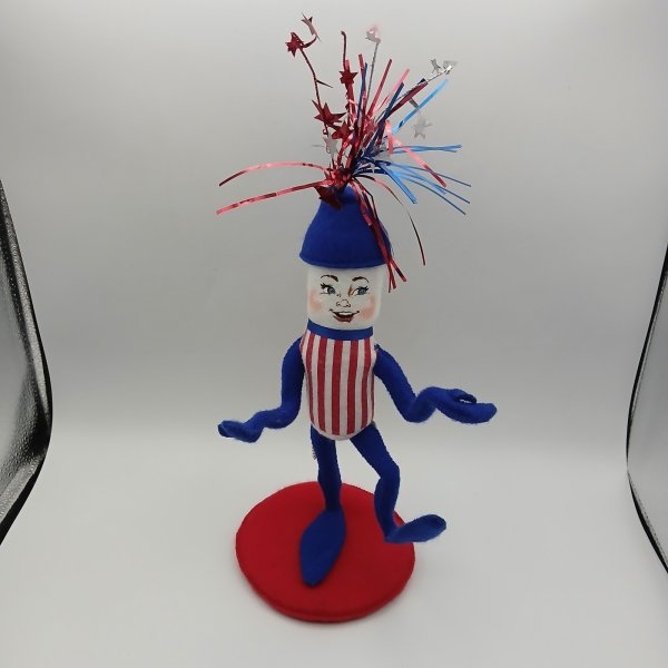 Annalee Firecracker Elf Cloth Doll Patriotic Red White Blue 11" Collectible 2012