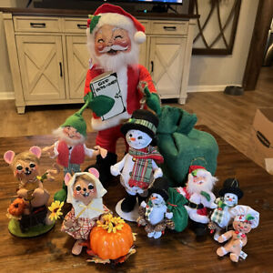 Lot Of 9 VTG To 2018 Annalee Dolls Christmas Thanksgiving