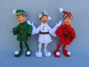 2017 ANNALEE SET OF 3 -12" WINTER BERRY ELVES - NEW - 500817 500917 501017