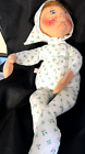 VTG Annalee  Christmas Holly Pajama Baby Open Blue Eyes 18” Meredith NH 1990 cnl