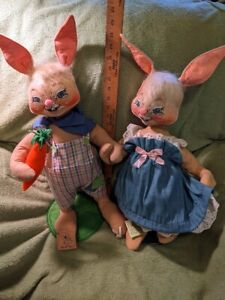 Annalee Easter- Spring Bunny Pair- Large  Mr + Mrs - 21" to Tips of Ears!