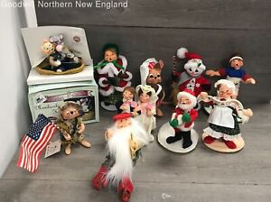 10 Pc Lot Annalee Mobilitee Dolls Christmas Athlete Mice Etc.