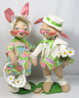 2-Pce Set Annalee Mr & Mrs Easter Parade Bunny 710, 715 Lg 20" Dolls 1991 w/Tags