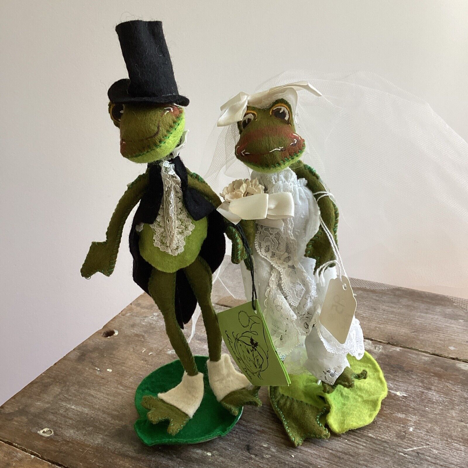 Annalee Dolls 10” Vintage 80’s Bride & Groom Frog With Original Tags Wedding