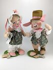 NWT Annalee 1998 Easter Parade Bunny Dolls Set Boy & Girl 18" Vintage NEW w Tags