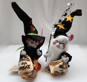 Vintage Annalee Dolls Witch Wizard Mouse Mice Halloween Costumes 3007 3009 1993