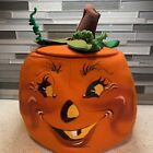 Annalee 14" Pumpkin Jack O Lantern Candy Holder with Removable Lid Felt Plush