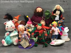 Lot of 11 Annalee Mobilitee Dolls Elves Mice Hiker Artist Monk Horse Etc