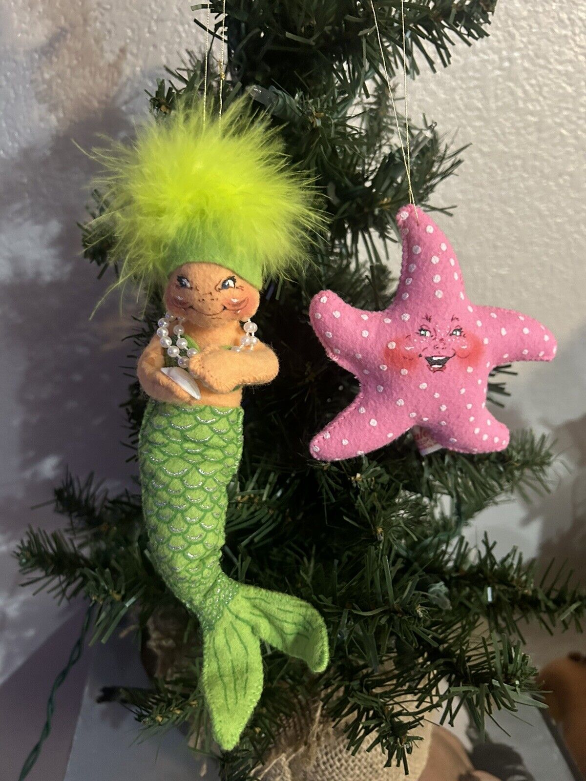 Annalee Green Mermaid Pink Starfish Lord And Taylor Exclusive 2001 Ornaments