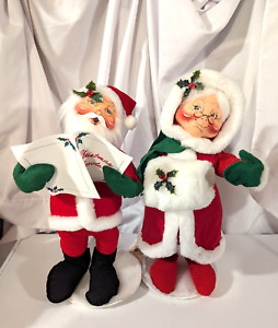 Vintage Annalee Doll Christmas Santa Claus Wind Up Musical & Mrs. 18" EXCELLENT!