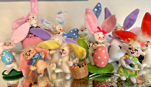 12 Pc Annalee Mobilitee Doll Lot Yellow Duck Easter Rabbits Bunny chicks