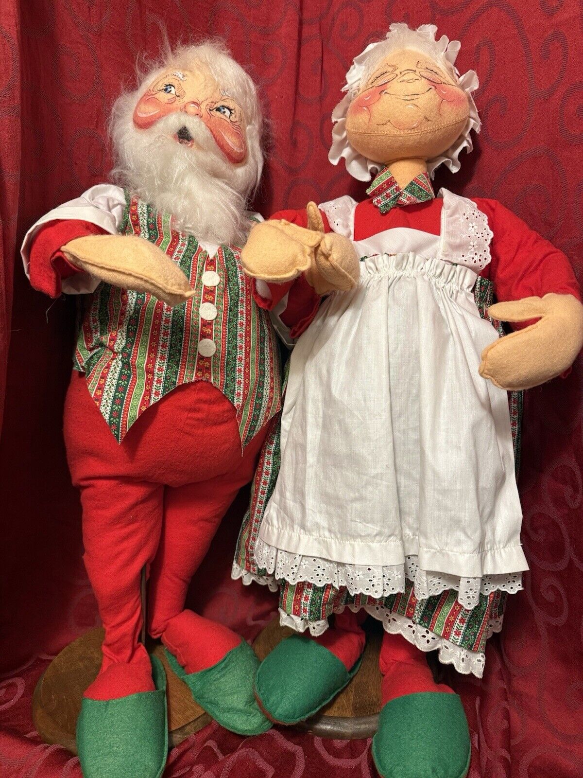 2 Vintage 1983 ANNALEE Dolls LARGE 30” SANTA & MRS CLAUS Christmas MOBILITEE