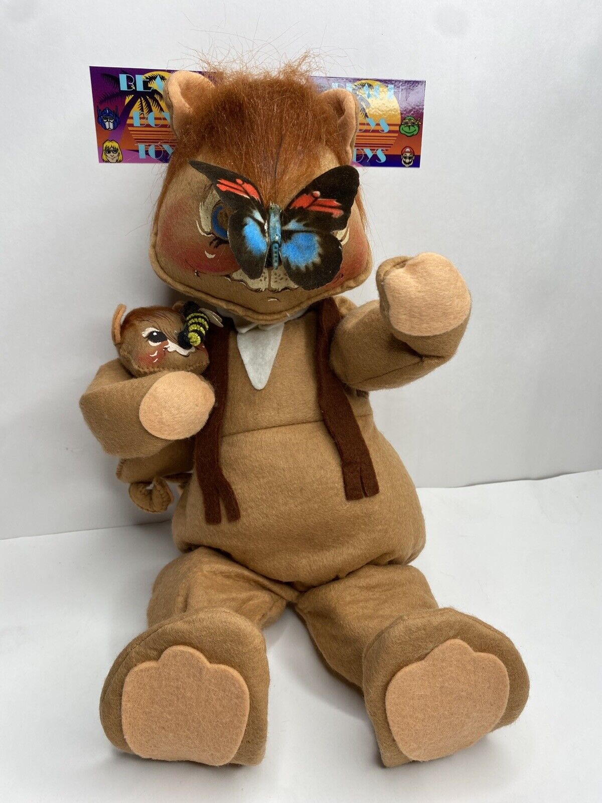 1971 Annalee Mobilitee Doll  22” Raccoon And Baby Meet Bee  And Butterfly!