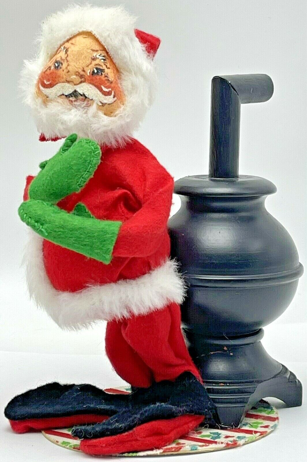 Annalee Doll 1963 Christmas Santa Claus Warming By a Pot Belly Stove