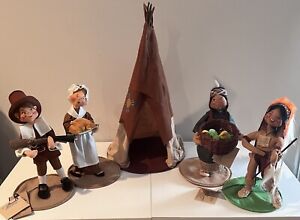 annalee dolls thanksgiving Pilgrims And Native Americans With Teepee. 95-96