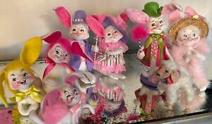 9 - 8"  Pc Annalee Mobilitee Doll Lot Duck Easter bunny/rabbit Lamb