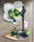 Annalee Frog Set Lily Pad And Fishing Frog in Boat Pole and Fish Vintage