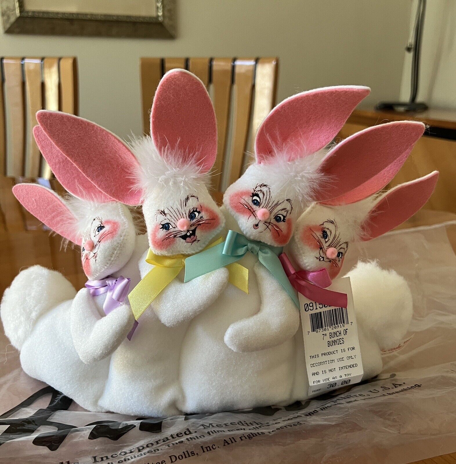 Vintage Annalee Mobilitee Dolls 10" BUNCH OF BUNNIES Easter Rabbit Plush 2002