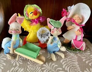 Vintage 1971 Annalee Mobilitee Easter Doll set of 4 EUC HTF