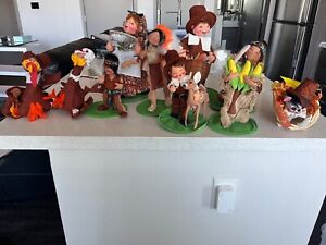 Annalee Vintage Indian Pilgrim Thanksgiving Figure Doll Collection Lot