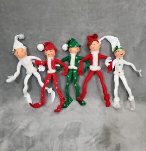 AnnaLee Red 14" Christmas Pixie Elf Lot of 5 Christmas Holiday