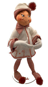 Annalee 2006 White Candystripe Elf  14" Doll- Candy Canes Tag Base 739306