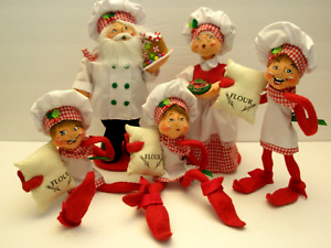 Annalee  Chef Santa Mrs. Claus Elf Elves Dolls Christmas Holiday EUC    CE#8