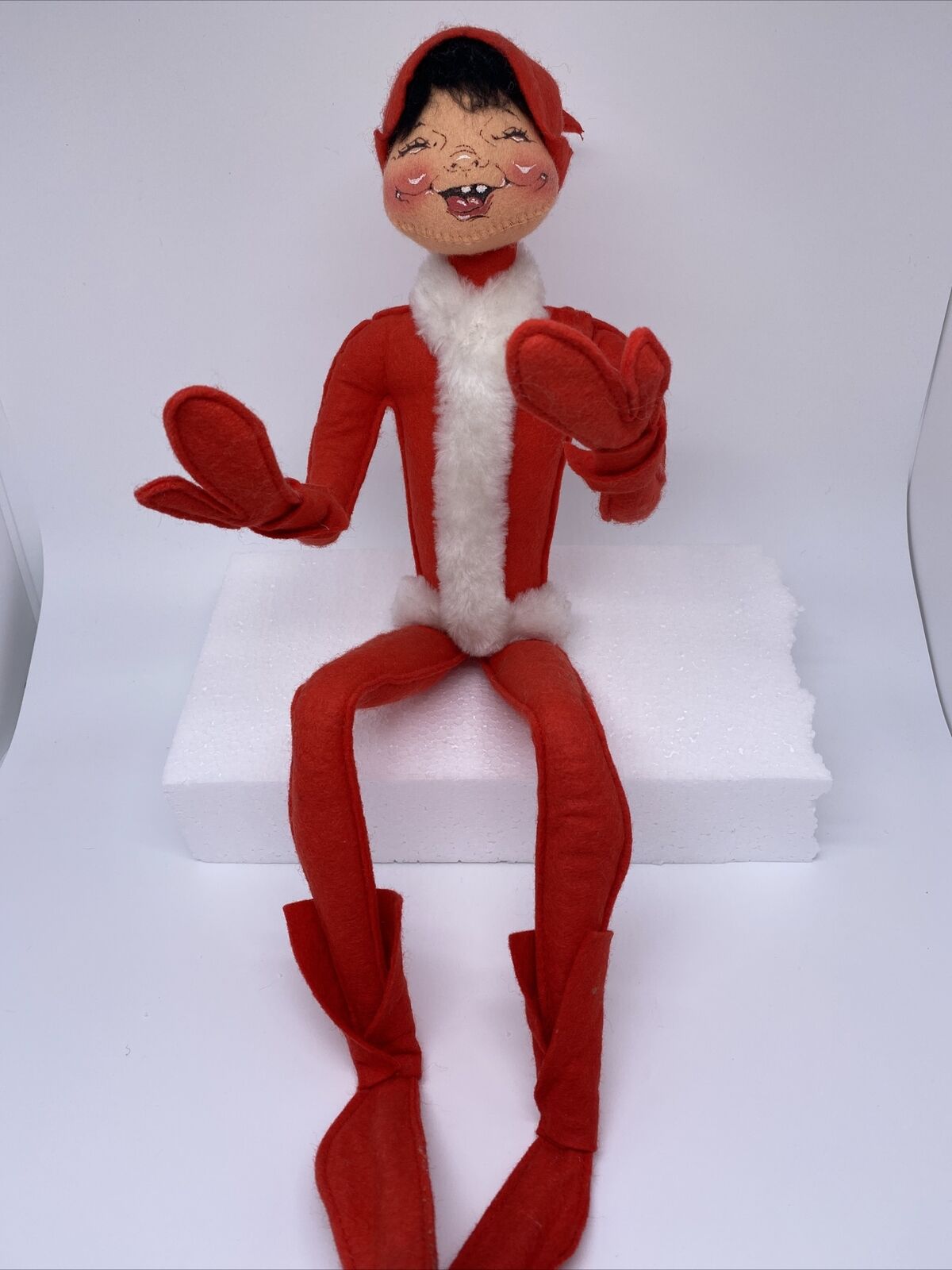1954 ANNALEE ELF/PIXIE- 20 INCHES LONG With Feet Up Closed Eyes Open Mouth Smile