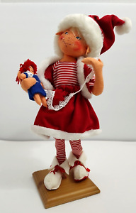 Annalee Doll Maker Elf Girl 15" Stand 2002 Vintage Raggedy Dress Christmas Pose