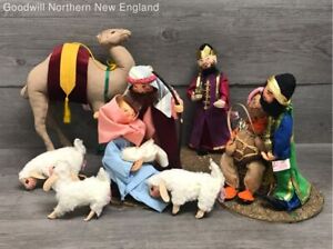 7 Pc Lot of Annalee Mobilitee Nativity Dolls Joseph Mary Wise Men Camel Sheep