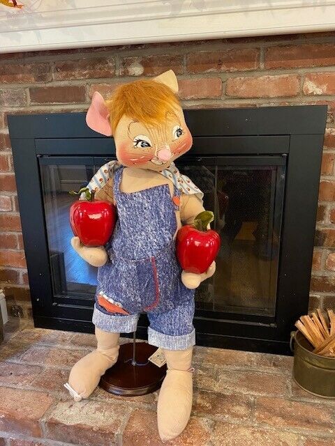 RARE Annalee 30" Country Boy Bunny with Apples Doll Merideth, NH
