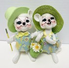 Annalee Easter Mouse Doll 2006 Boy & Girl Mice Pair 6" Poseable