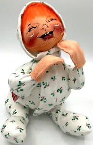 Vintage 1990 Annalee Laughing Red Haired Christmas Baby Ginger Pajamas USA