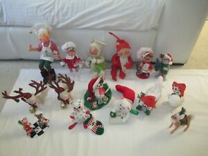 Group of 15 Annalee Christmas Dolls from 5"-14" Tall- Like New!!! Various Dolls