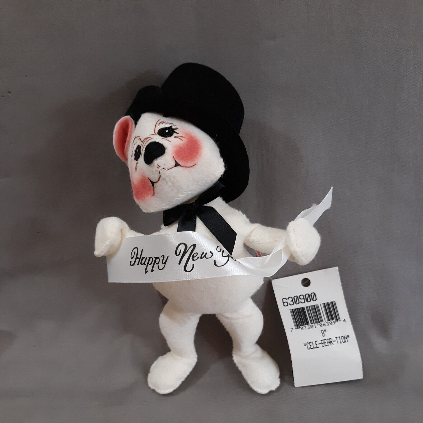 Annalee Mobilitee Dolls 8" Happy New Year CELE- BEAR-TION White Bear  630900