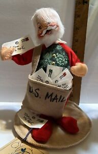 1991 Annalee Mobilitee Doll Santa in Vest w/ Mail Sack & Letters Christmas Decor