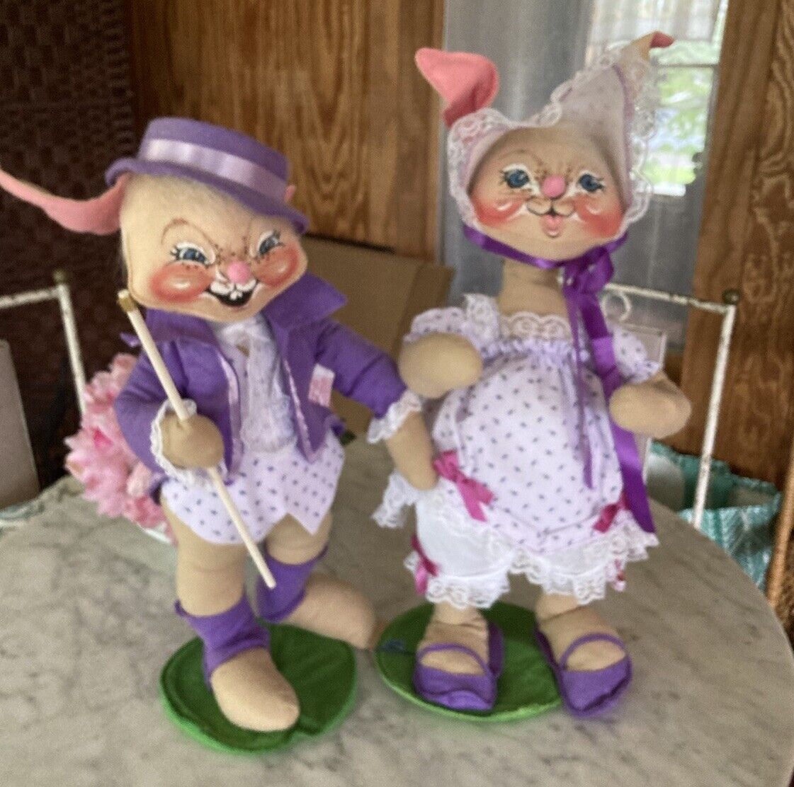 1990 Vintage Annalee Large 20” EASTER PARADE  Easter Bunny Pair Rabbits 710, 715