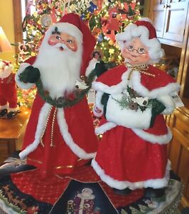 New Pair Mint Christmas Annalee 30 Inch Classic Mr and Mrs Santa Claus W Tags