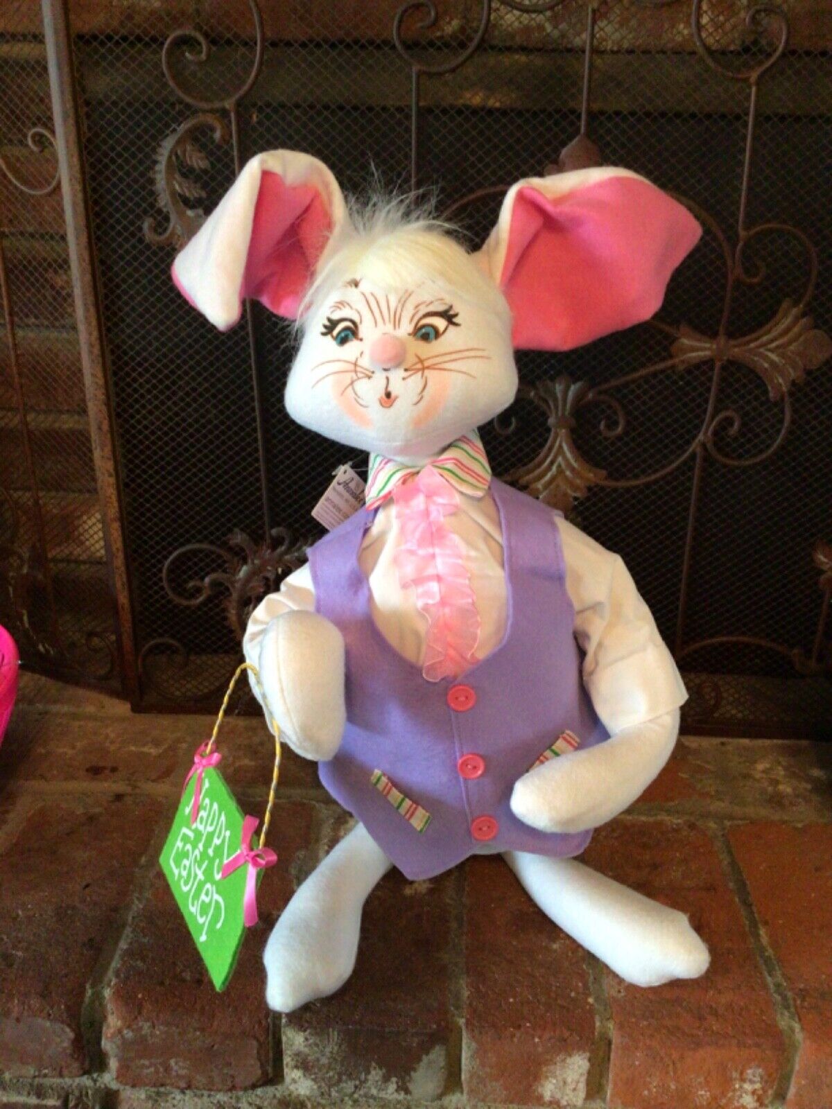 NEW NWT Charming Large Annalee 2018 18" Tall Happy Easter Bunny Rabbit