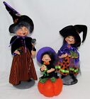 3 Annalee Halloween 12" Witch Dolls Frog Toad Spider Bat Pumpkin Purple 08 10 12