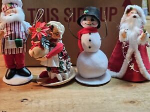 Annalee Christmas Doll Set of 4 Saint Nick, Mrs Claus, Snowman & Santa Chef