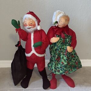 Annalee Santa and Mrs Claus Dolls Vintage 1966-1974 / 28” Tall