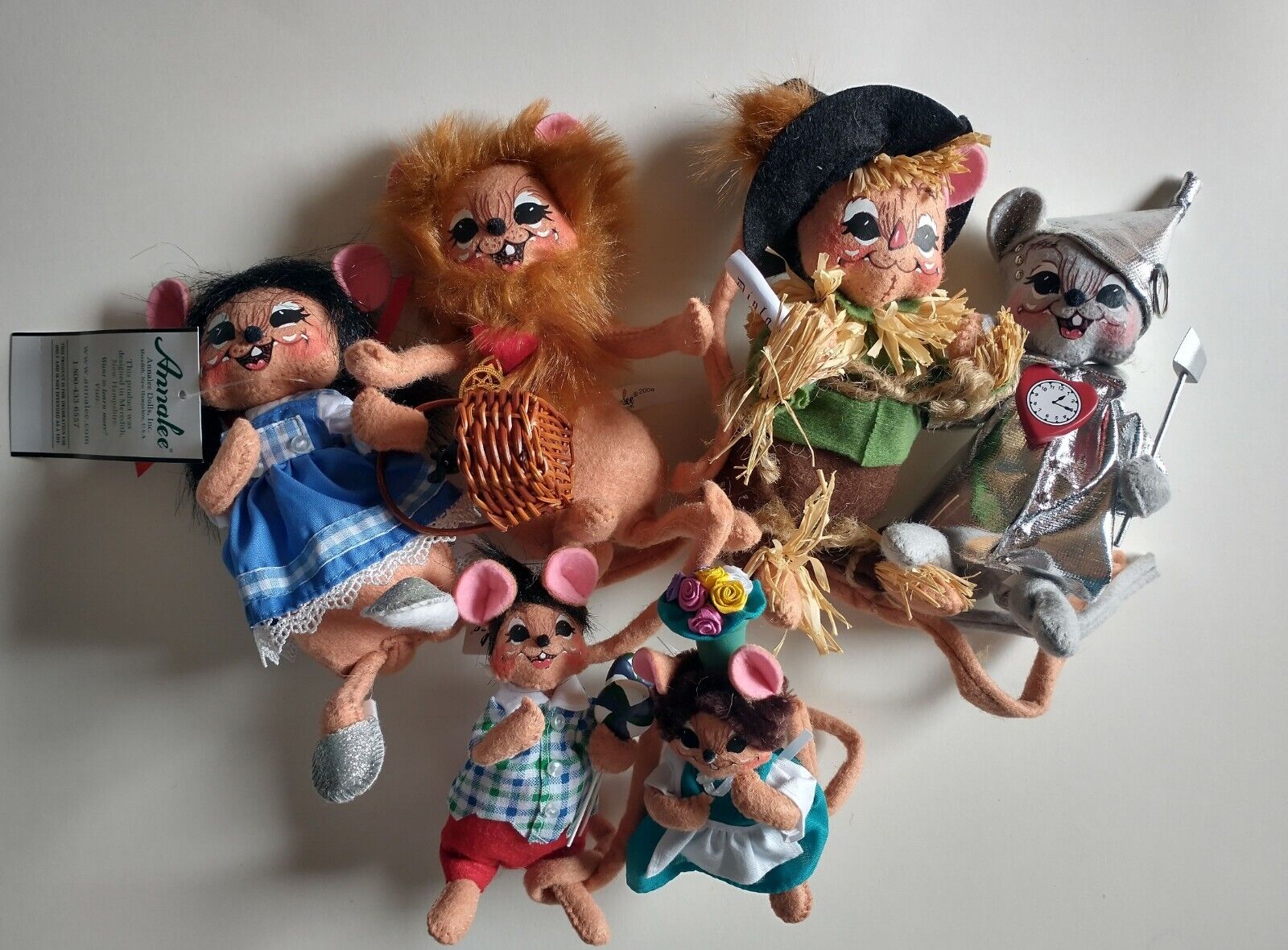 6x Annalee Wizard Of Oz Mouse Figures Dolls with Tags