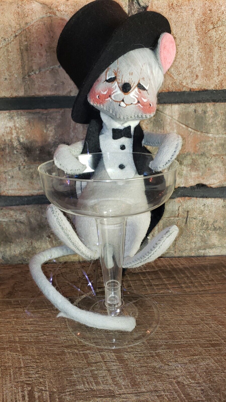 Annalee New Years Mouse "The Tipsy Mouse In Champagne Glass 1992