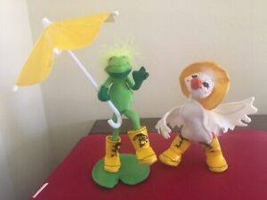 Annalee Spring Rain Dolls 9" Puddle Jumper Frog and 7" Ready for Rain Duck