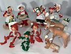 Lot Of 10 Annalee Christmas Dolls 1990s Santa Mrs Clause Deer Fawn Elves Elf