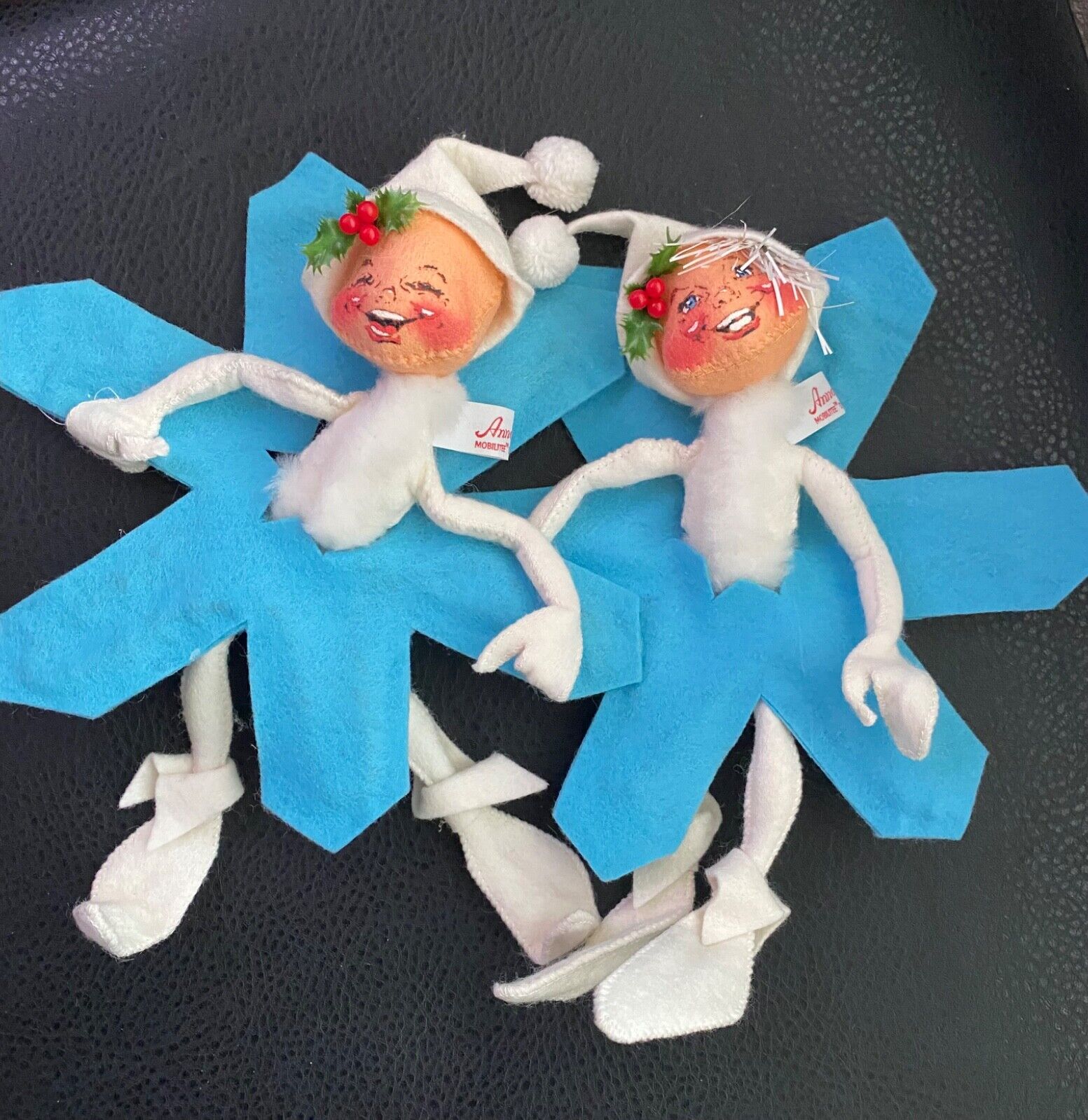 2 Vintage 1957 Annalee Snowflake Pixie Elves Made in the USA