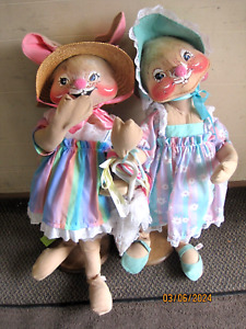 Vintage Annalee Set Of 2 Large 30” Bunny Easter Girl Boy Doll Rabbit !!!