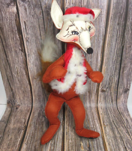 Vintage Annalee Mobilitee Dolls 1981 Christmas 16” Fox w Santa Hat